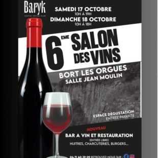 Salon des vins du BARYK  Les 17 et 18 Octobre 2026 à BORT les ORGUES