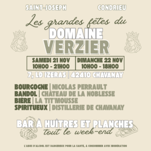 Les Grandes Fêtes du Domaine Verzier 21, 22 Novembre 2026